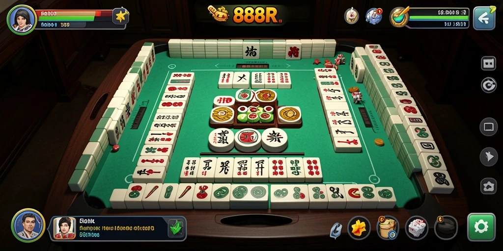 Tampilan gameplay seru dari 888R yang menampilkan strategi Mahjong.