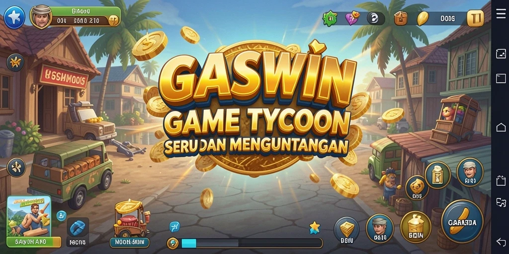 Screenshot menunjukkan gameplay GASWIN dengan grafik menarik dan elemen manajerial yang seru.