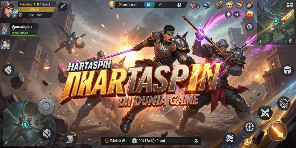 Screenshot HARTASPIN menampilkan pertarungan epik antar karakter dengan grafis memukau.