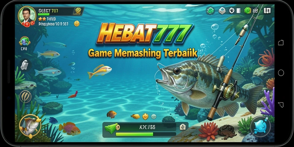 Tampilan gameplay HEBAT777 dengan suasana memancing yang menawan.