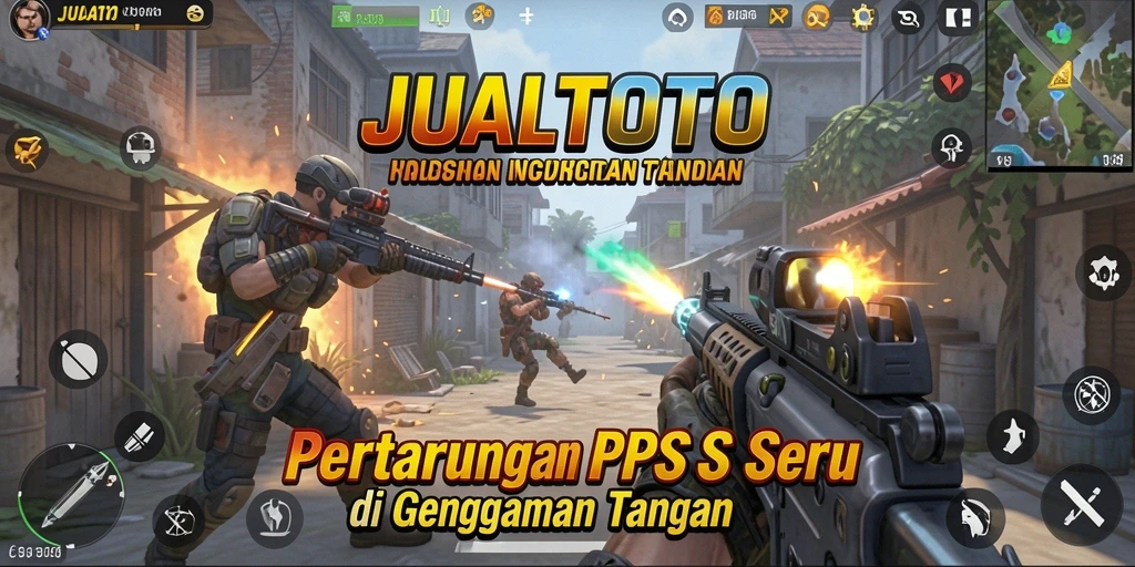 Tangkapan layar gameplay JUALTOTO menampilkan pertempuran seru di arena terbuka.