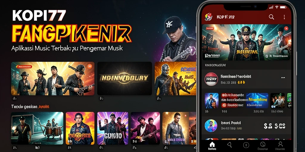 Screenshot dari gameplay KOPI77, menunjukkan antarmuka aplikasi musik.