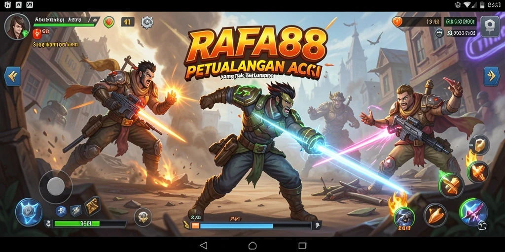 Screenshot utama gameplay RAFA88 menampilkan aksi seru dan karakter yang dinamis.