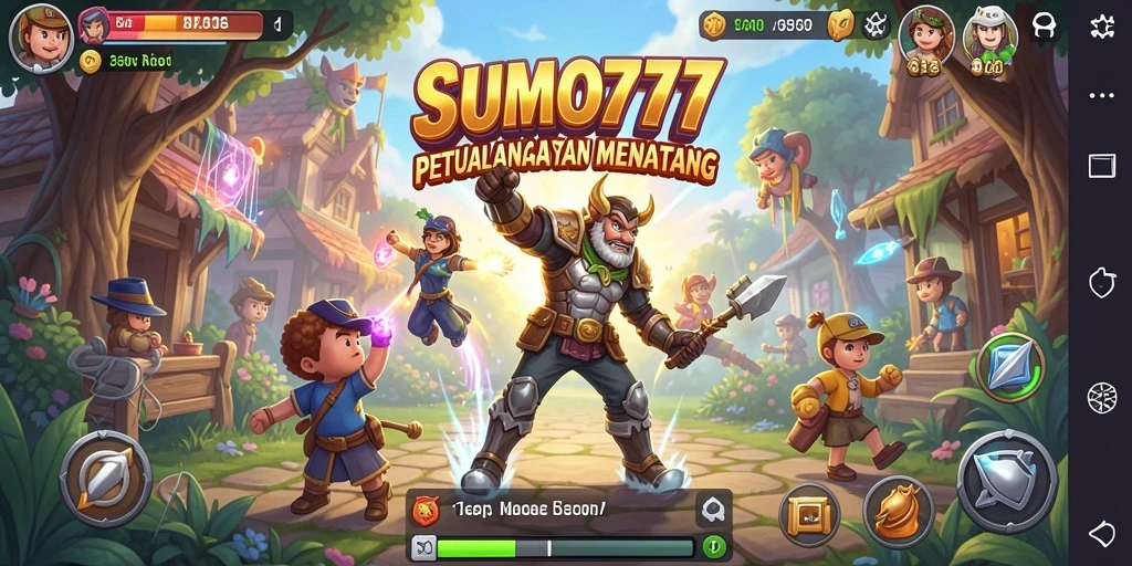 Screenshot gameplay SUMO777 menampilkan aksi seru di arena sumo.