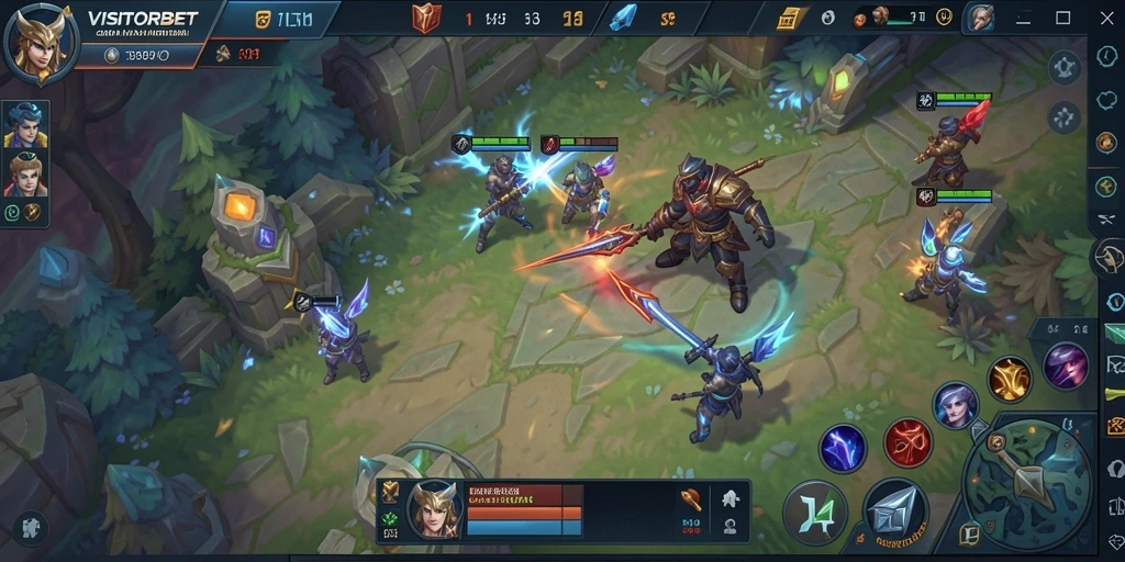 Tampilan gameplay menarik dari VISITORBET di dalam arena MOBA.